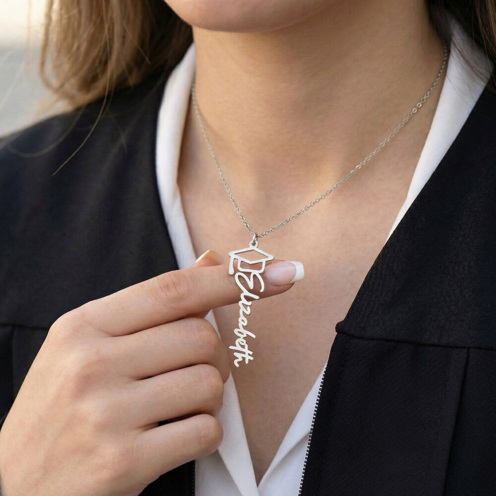 Graduation Cap Necklace - Name Personalized
