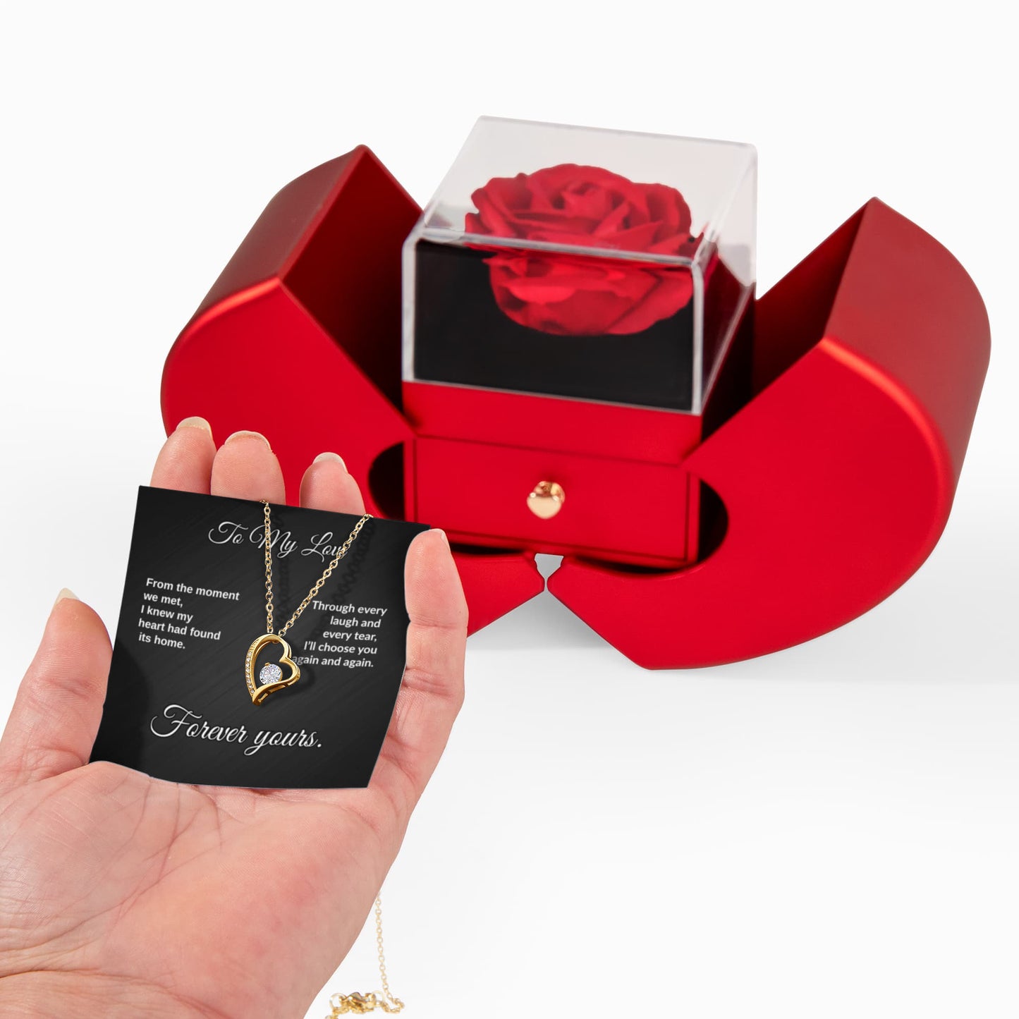 "To My Love” Necklace with Rose Box – Romantic Gift for Her – Valentine's Day, Anniversary