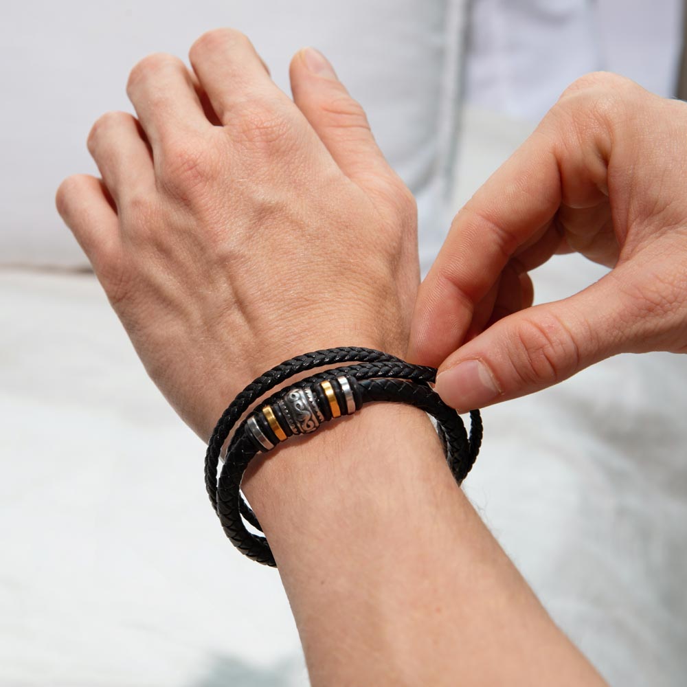 TO MY SON |  YOU ARE MY PRIDE MY JOY AND MY HEART -  VEGAN LEATHER BRACELET