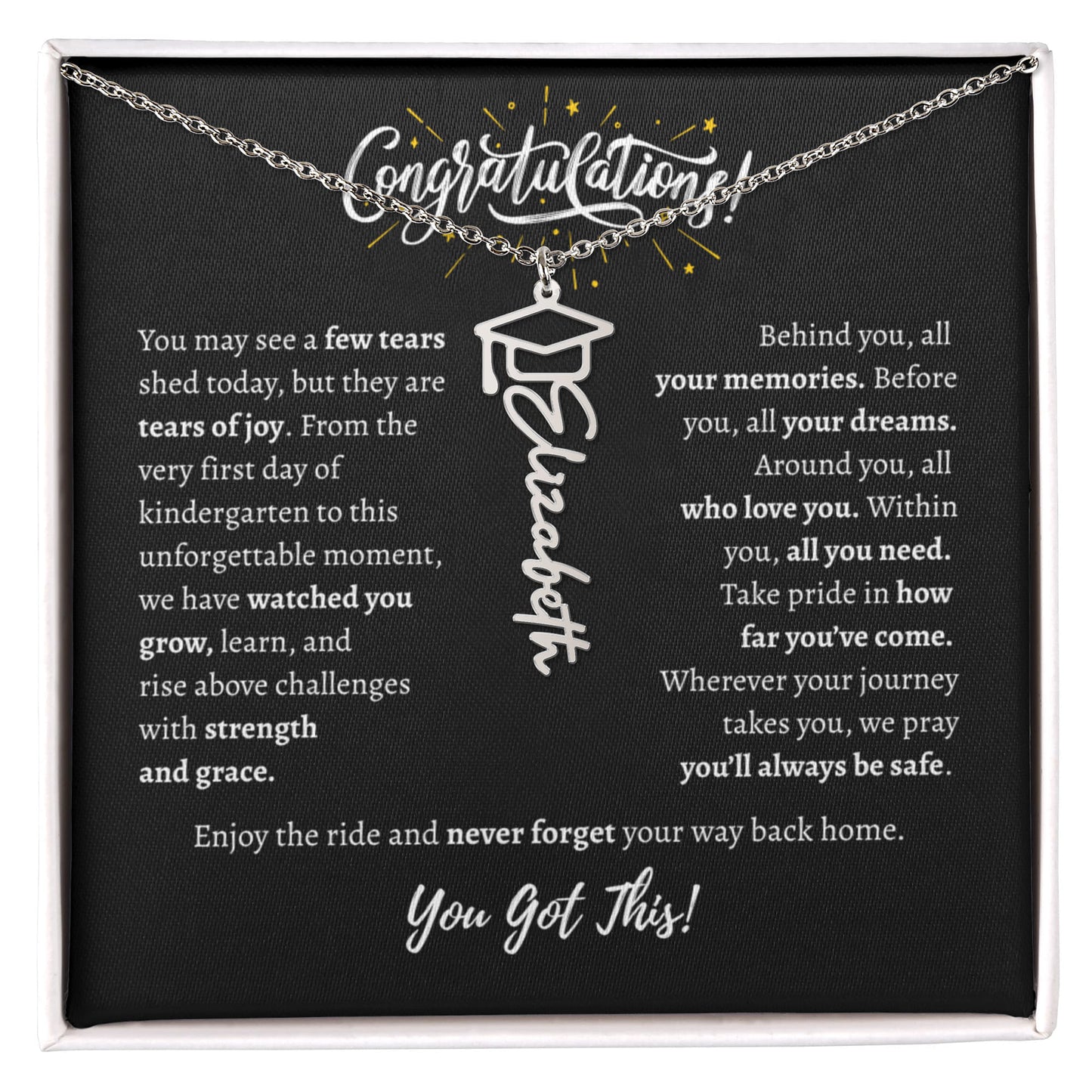 Personalized Graduation Necklace With Message Card for Her