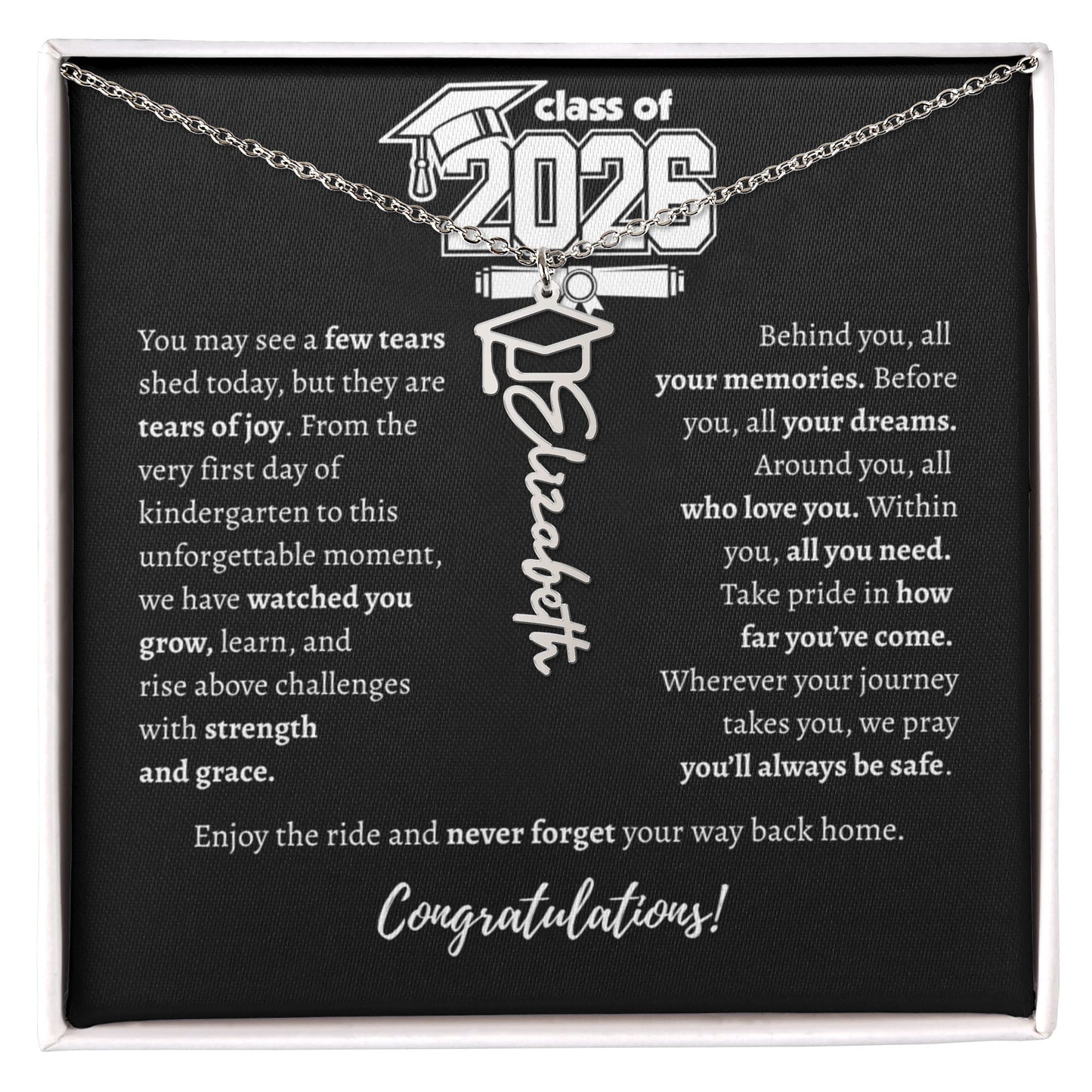 Graduation Cap Necklace - Name Personalized