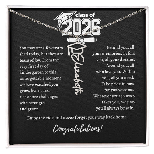 Graduation Cap Necklace - Name Personalized