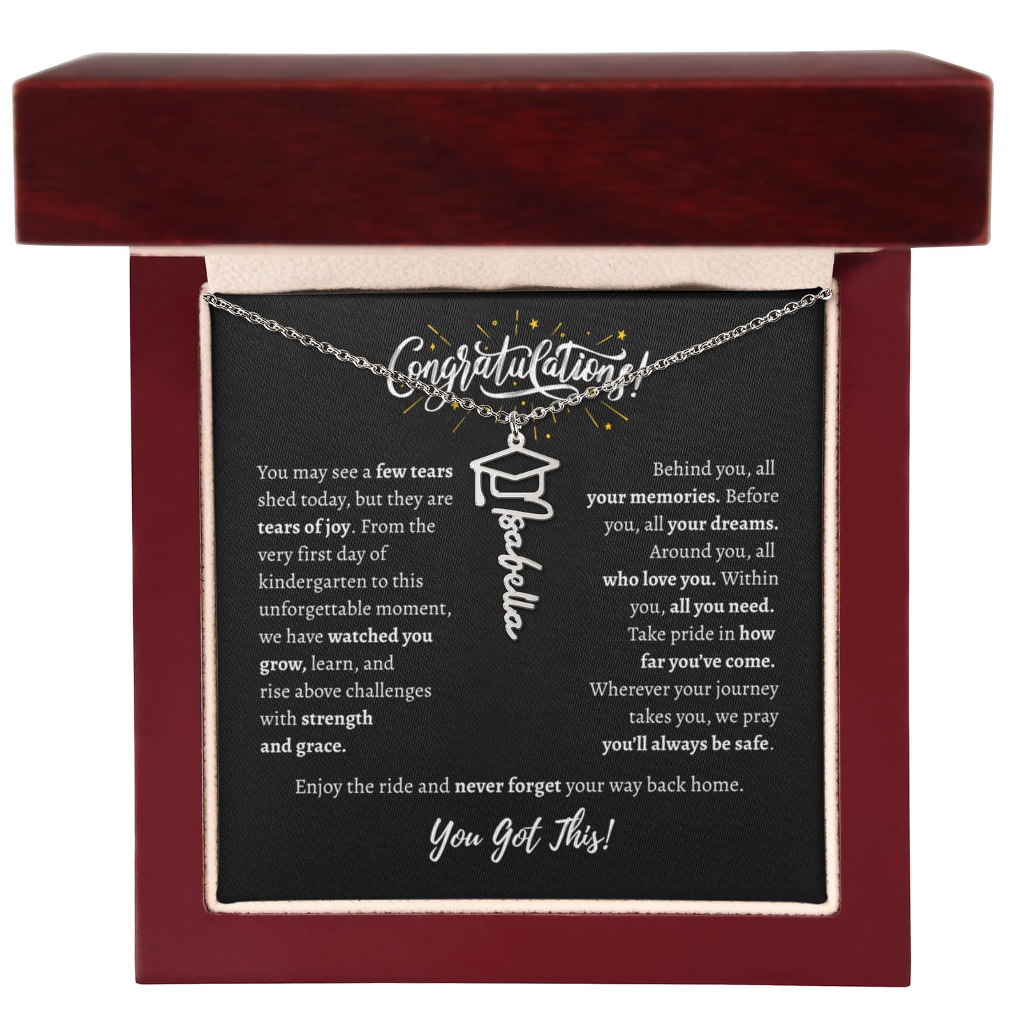 Personalized Graduation Necklace With Message Card for Her