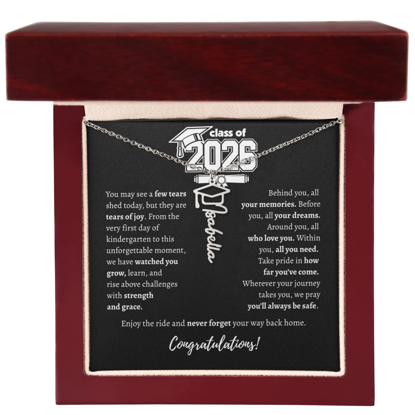 Graduation Cap Necklace - Name Personalized