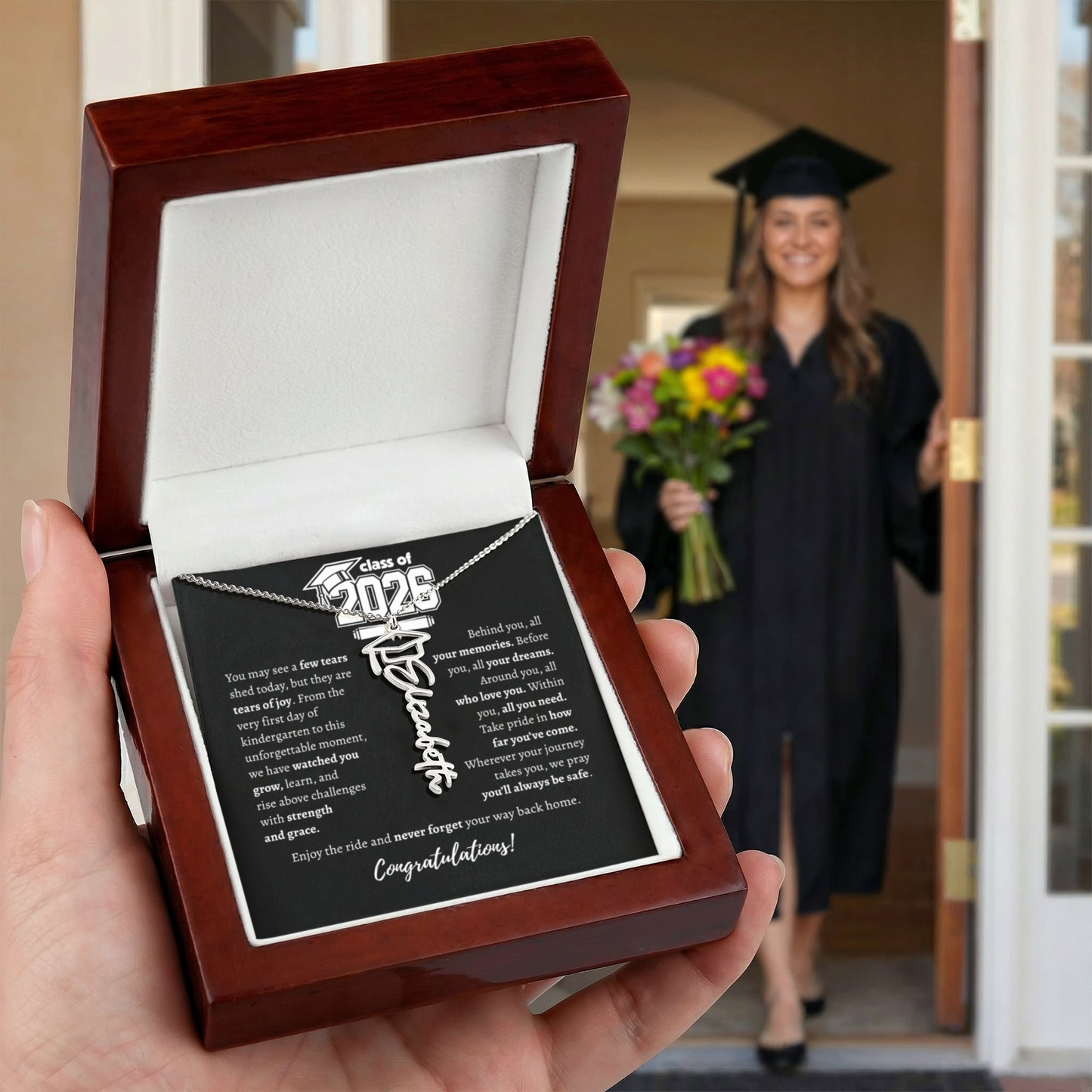 Graduation Cap Necklace - Name Personalized