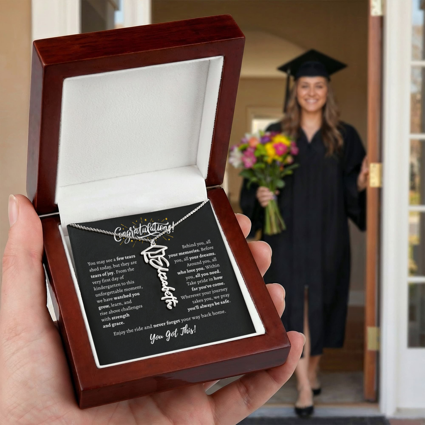 Personalized Graduation Necklace With Message Card for Her