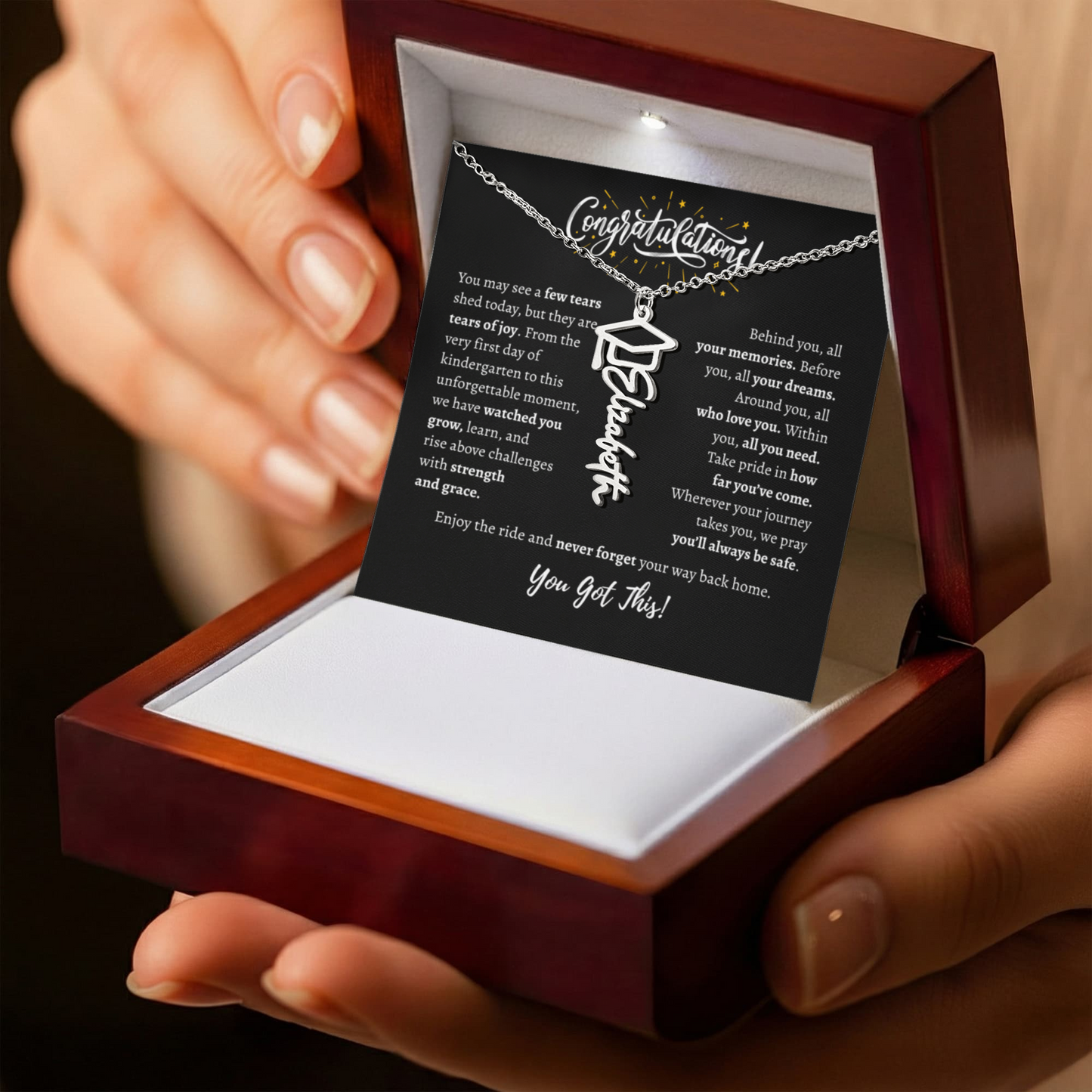 Personalized Graduation Necklace With Message Card for Her