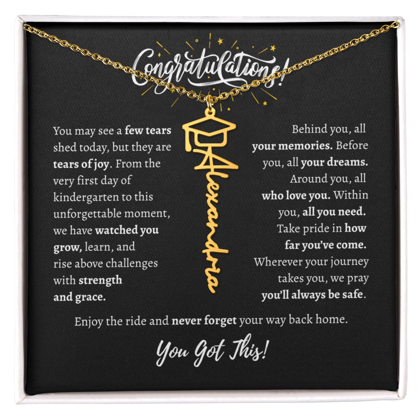 Personalized Graduation Necklace With Message Card for Her