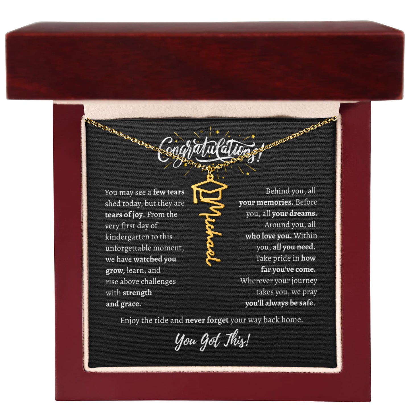 Personalized Graduation Necklace With Message Card for Her