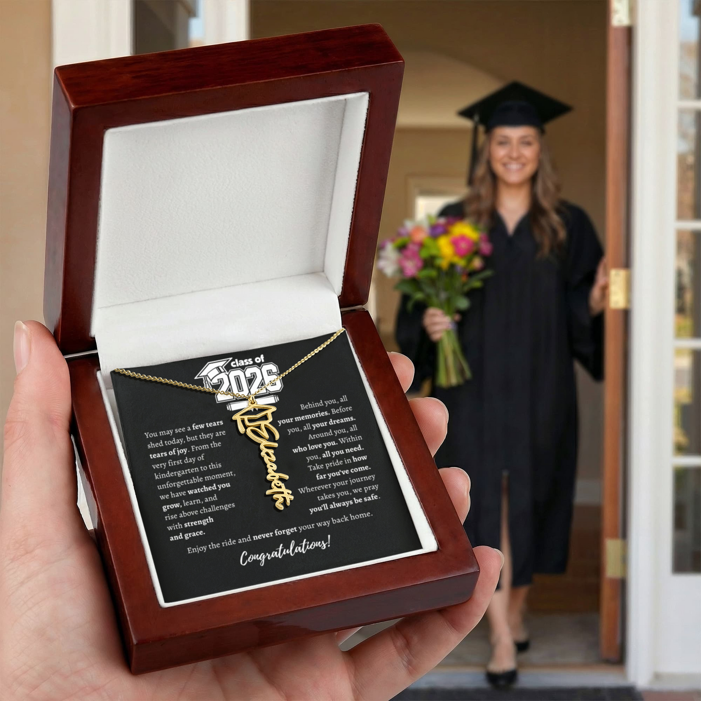 Graduation Cap Necklace - Name Personalized