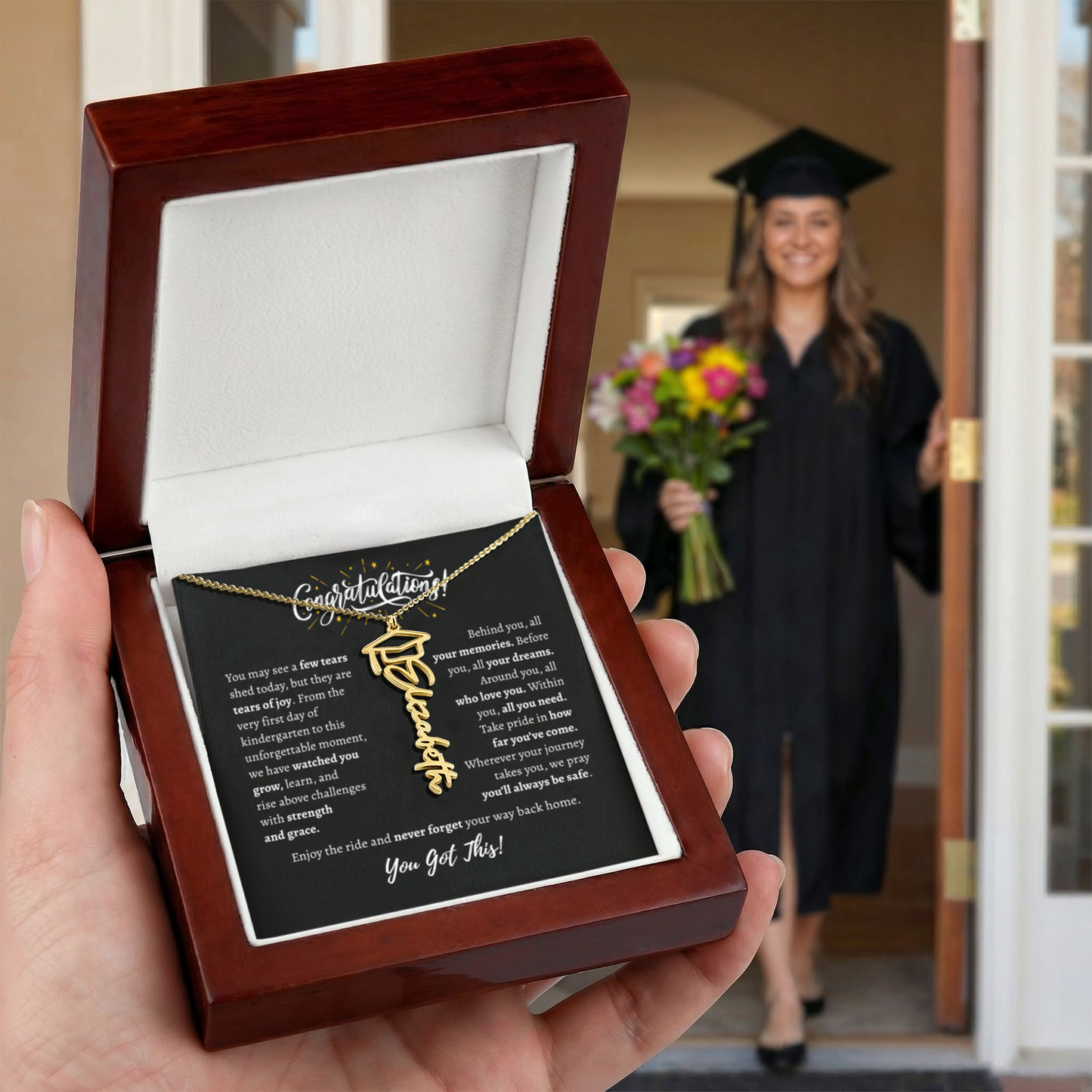 Personalized Graduation Necklace With Message Card for Her