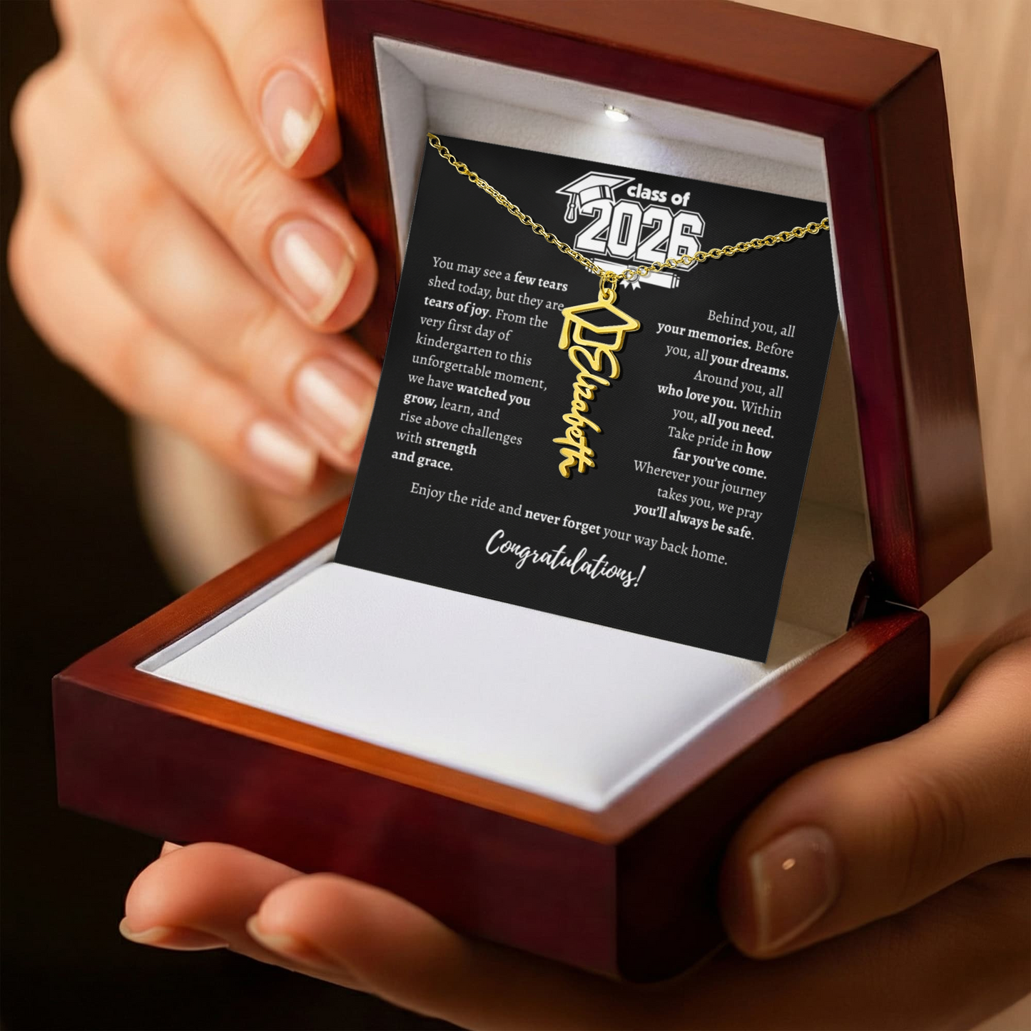 Graduation Cap Necklace - Name Personalized