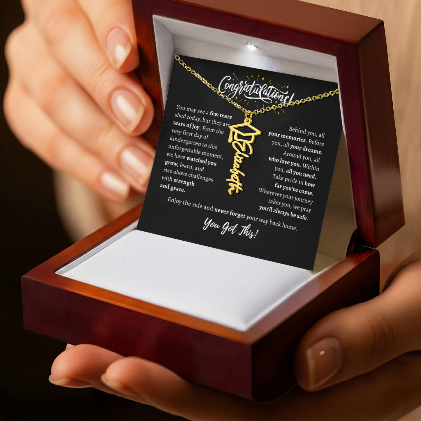 Personalized Graduation Necklace With Message Card for Her