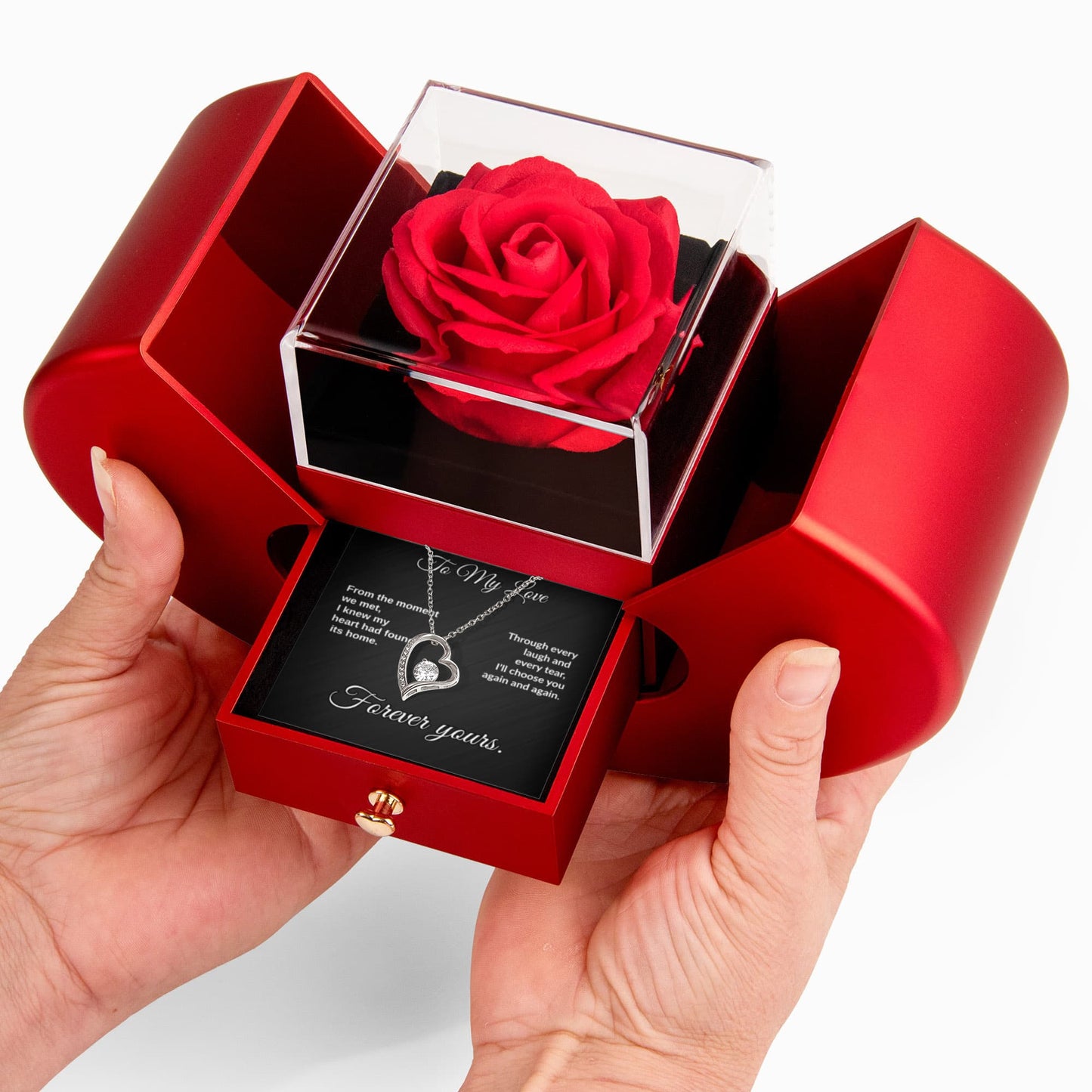 "To My Love” Necklace with Rose Box – Romantic Gift for Her – Valentine's Day, Anniversary